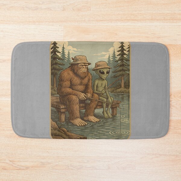 Item preview, Bigfoot Alien Fishing Men Boys Sasquatch Fishing Distressed designed and sold by GreggRoss.