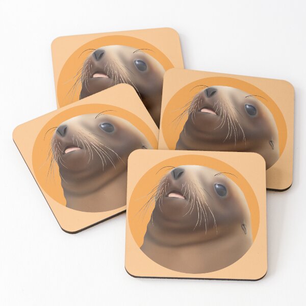 Item preview, Cute pakake (NZ sea lion) pup on orange designed and sold by GivernyKate.