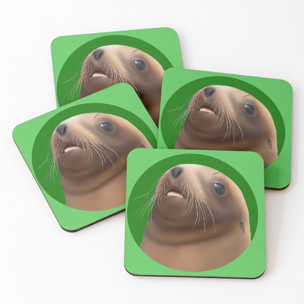Item preview, Cute pakake (NZ sea lion) pup on green designed and sold by GivernyKate.