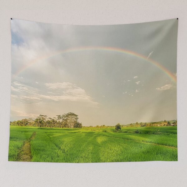 Item preview, Rainbow Over Mindanao Ricefields - Tropical Philippines | Lush Agriculture & Nature Art designed and sold by Ross.A.Campbell.