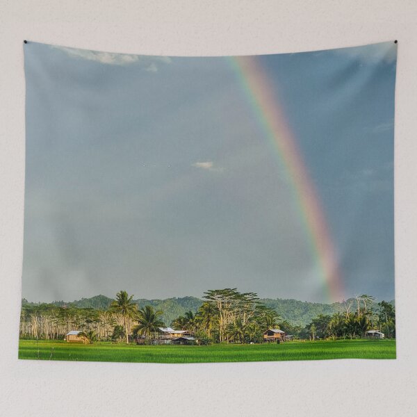 Item preview, Rainbow Over Mindanao Ricefields - Tropical Philippines | Lush Agriculture & Nature Art designed and sold by Ross.A.Campbell.