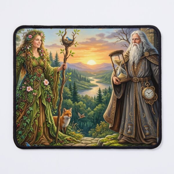 Item preview, Eternal Cycle: Nature Goddess and Father Time  designed and sold by digitalbob60.