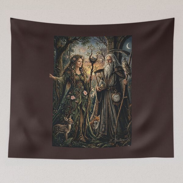 Item preview, Eternal Cycle: Nature Goddess and Father Time  designed and sold by digitalbob60.