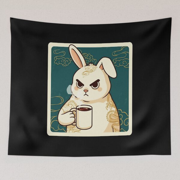 Aperçu de l'œuvre Tatouage vintage Angry Bunny Coffee créée et vendue par JordynLadukeg65.