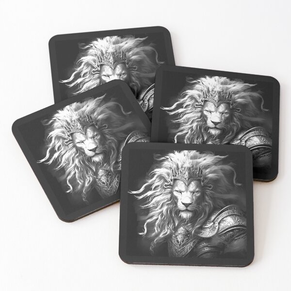 Item preview, Armored Lion Warrior Fantasy Portrait designed and sold by inkoutninja.