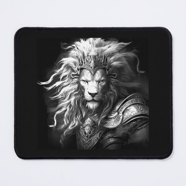 Item preview, Armored Lion Warrior Fantasy Portrait designed and sold by inkoutninja.