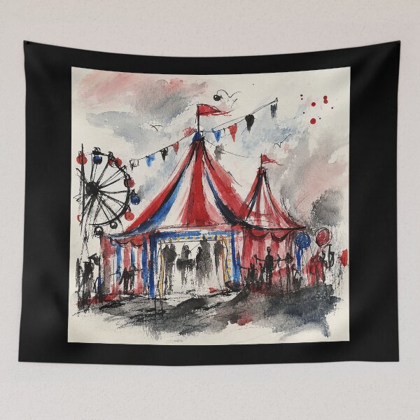 Item preview, Circus Tent Watercolor Sketch designed and sold by eliramaison.