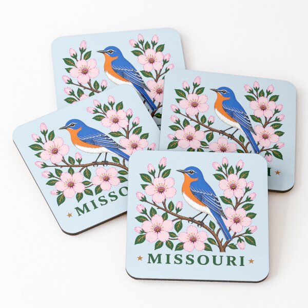 Artikelvorschau, Hommage an den Missouri-Blauvogel und die Weißdornblüte entworfen und verkauft von The-Drip-Studio.