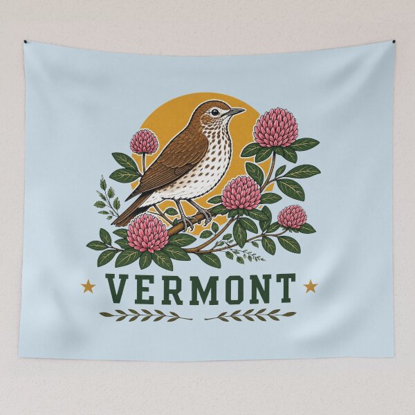 Item preview, Vermont Wood Thrush & Red Clover Homage designed and sold by The-Drip-Studio.