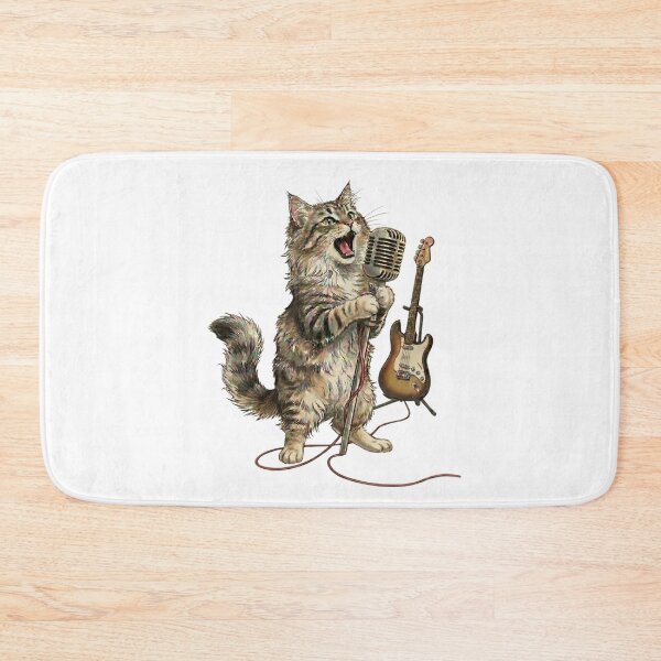 Item preview, Cool Jazz Cat Singer Guitar Illustration designed and sold by laughingshirts.
