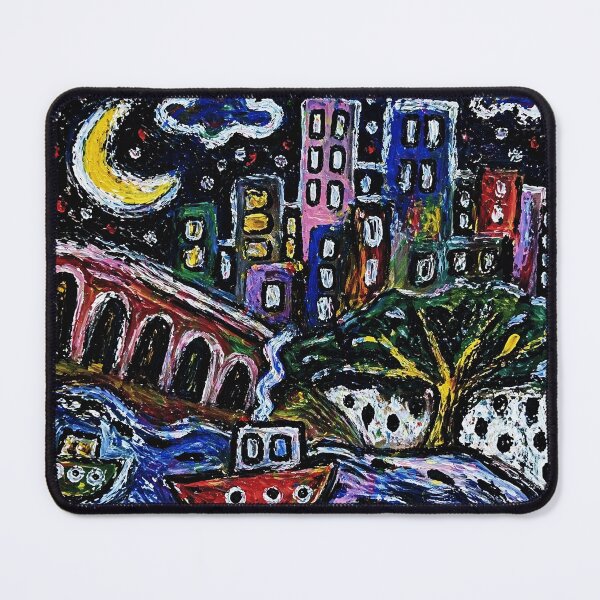 Item preview, Moonlit River Cityscape Painting designed and sold by Modaozushi216.
