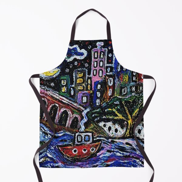 Item preview, Moonlit River Cityscape Painting designed and sold by Modaozushi216.
