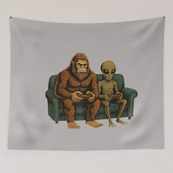 Item preview, Bigfoot Alien Video Games Shirt Men Boys Gaming Sasquatch designed and sold by GreggRoss.