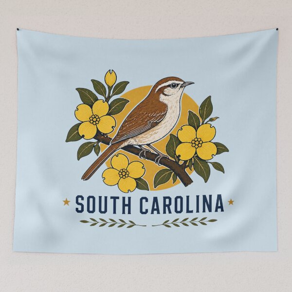 Item preview, South Carolina Wren & Yellow Jessamine Homage designed and sold by The-Drip-Studio.