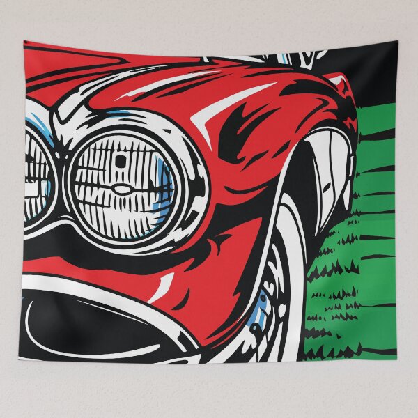 Item preview, Red Classic Car Headlight Nature Scene Art designed and sold by RamyGallery.