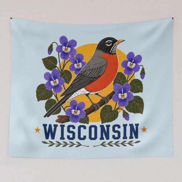 Item preview, Wisconsin Robin & Wood Violet Homage designed and sold by The-Drip-Studio.