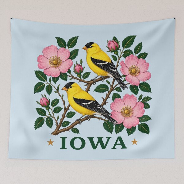 Item preview, Iowa Goldfinches & Prairie Roses Vintage Homage designed and sold by The-Drip-Studio.