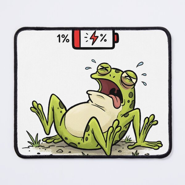 Item preview, Low Battery Frog Meme Sticker designed and sold by OVERRIDESTUDIOS.