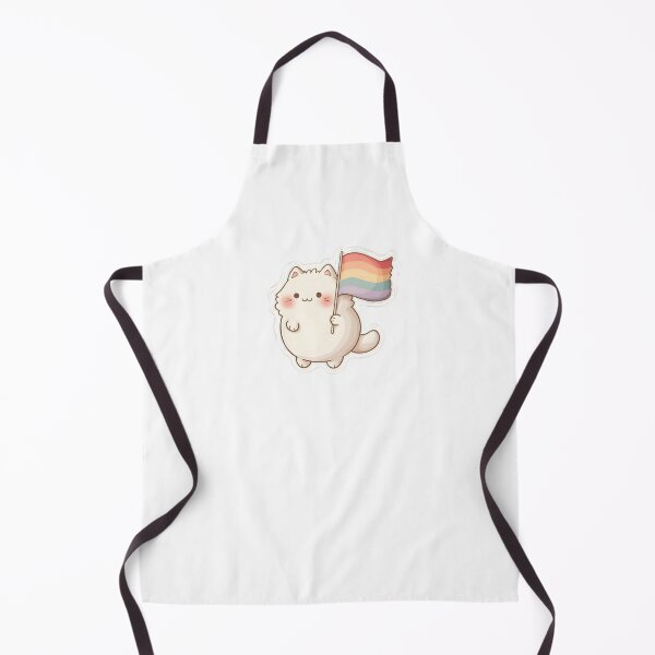 Item preview, Cute Cat Holding Rainbow Flag – Kawaii LGBTQ Pride Kitty designed and sold by Pride_Prints.