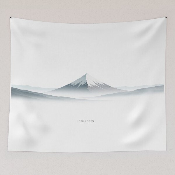 Item preview, Stillness Minimalist Snowy Mountain Moon Spiritual Art designed and sold by Osmose-Studio.