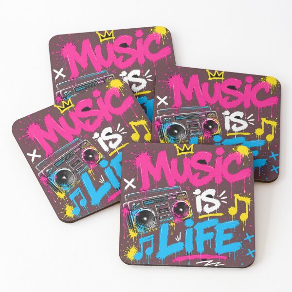 Item preview, Title: MUSIC IS LIFE Graffiti Boombox Tee | Neon Streetwear designed and sold by JustResultsCo.