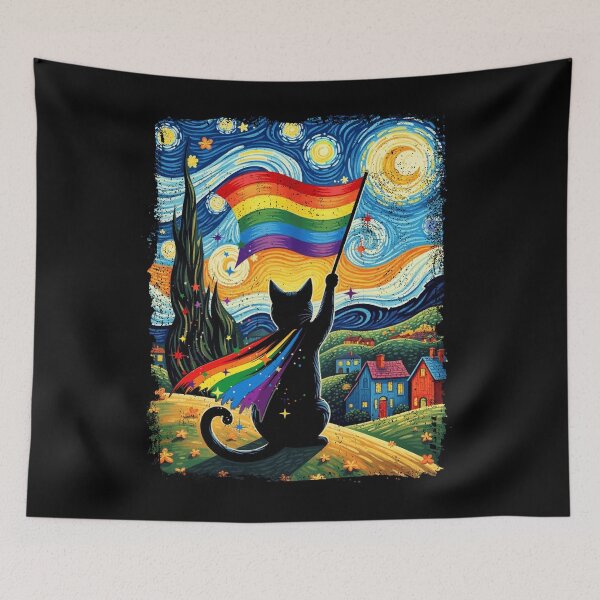 Item preview, starry night cat LGBT designed and sold by schoolofbullies.