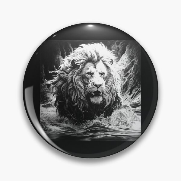 Item preview, White Lion Splashing Through Wild River designed and sold by inkoutninja.