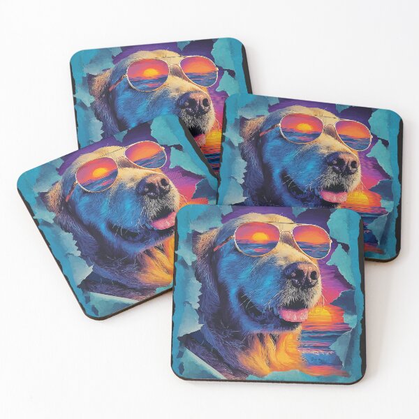 Item preview, Golden Retriever with Sunglasses Sunset Tropical Dog Summer designed and sold by Littermin.
