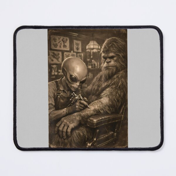 Item preview, Alien Tattooing Bigfoot. Funny Cryptid UFO Sasquatch Lover designed and sold by mjohnson9.