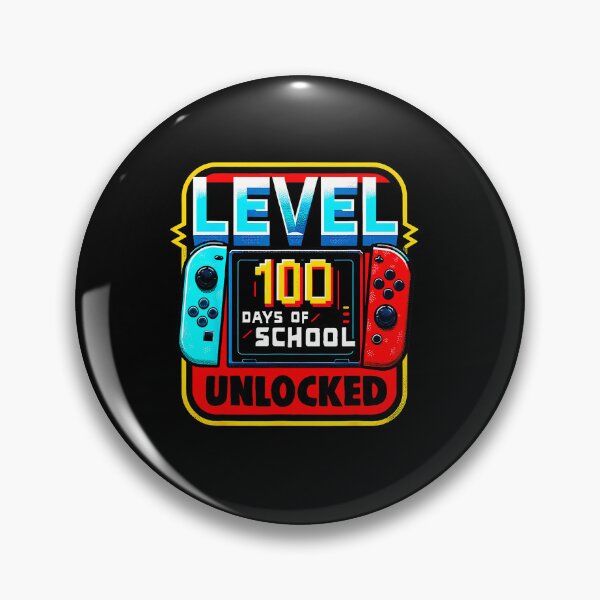 Item preview, Level 100 Days of School Unlocked - Retro Game Badge designed and sold by FGTV2021.
