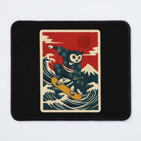 Item preview, Skateboarding Owl Japanese Wave Poster designed and sold by JordynLadukeg65.