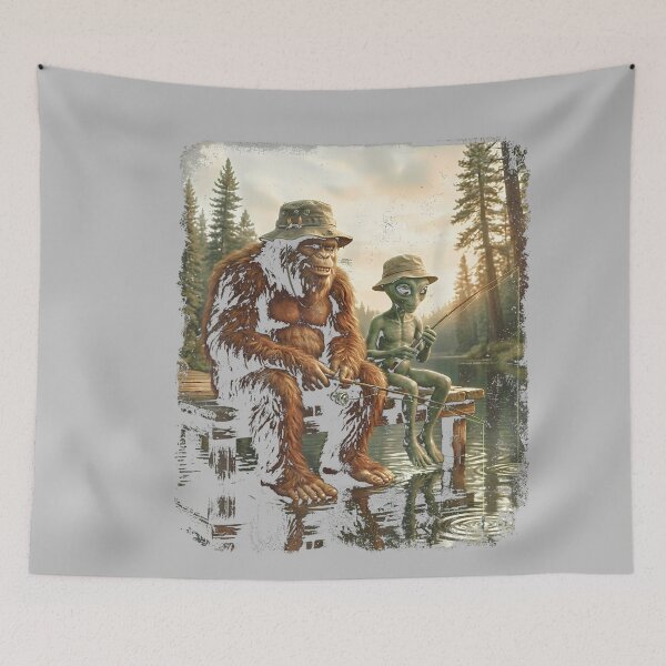 Item preview, Bigfoot Alien Fishing Funny Men UFO Sasquatch Lovers Camping designed and sold by mjohnson9.