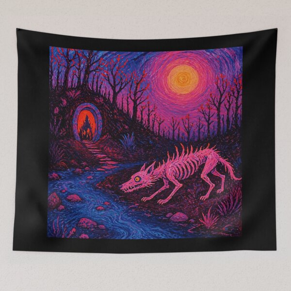 Item preview, Neon Skeleton Wolf Dark Fantasy  designed and sold by Modaozushi216.