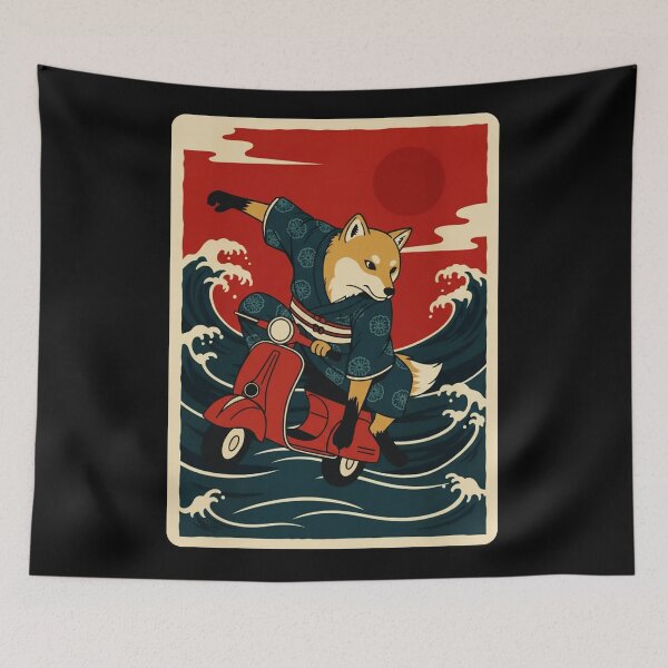 Item preview, Shiba Inu Scooter Japanese Wave designed and sold by JordynLadukeg65.
