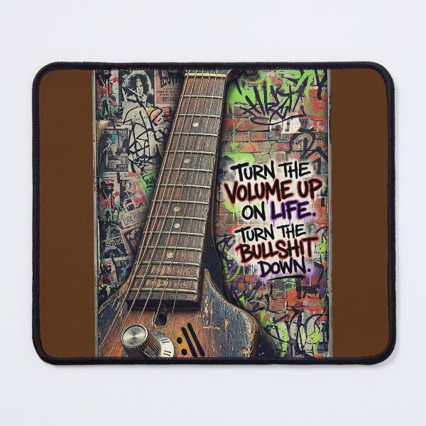 Item preview, Turn The Volume Up On Life - Vintage Rock Guitar Graffiti Art designed and sold by Style-InkPulse.