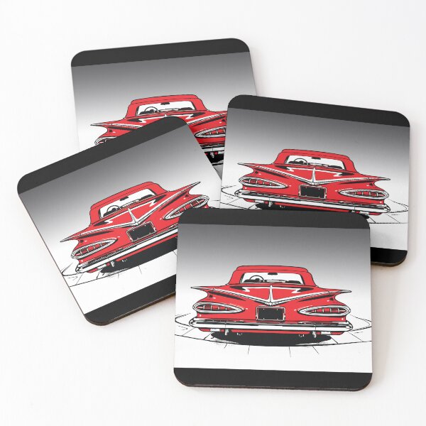 Item preview, Red Classic Tailfin Car Rear View Art designed and sold by RamyGallery.