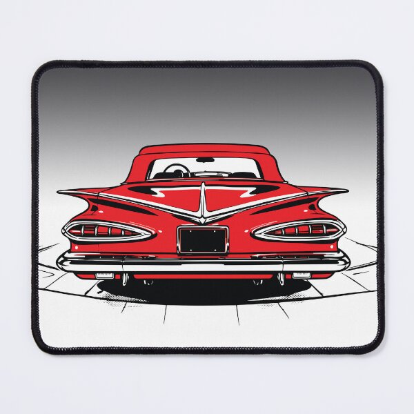 Item preview, Red Classic Tailfin Car Rear View Art designed and sold by RamyGallery.