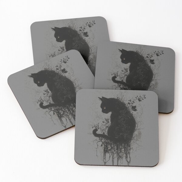 Item preview, Black Cat in Vines and Flowers designed and sold by TabbyCatXIII.