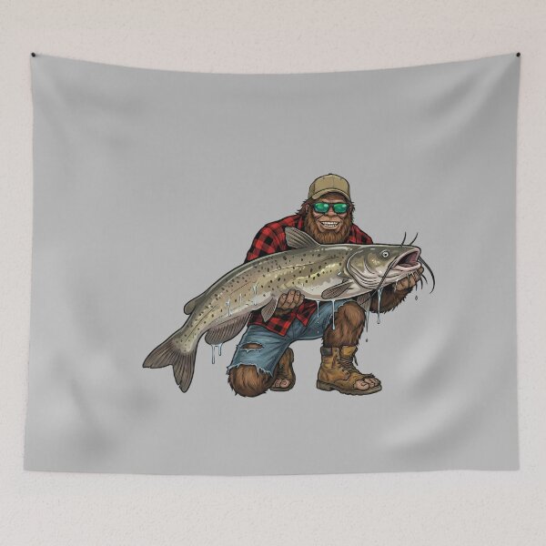 Item preview, Bigfoot Channel Catfish Fishing Trophy Funny Sasquatch Long Sleeve designed and sold by mjohnson9.