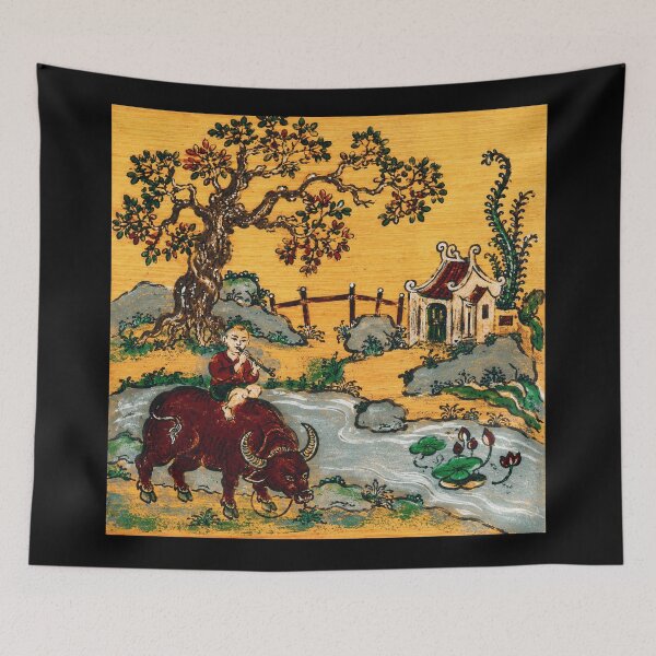 Item preview, Vintage Buffalo Rider Folk Art Painting designed and sold by eliramaison.
