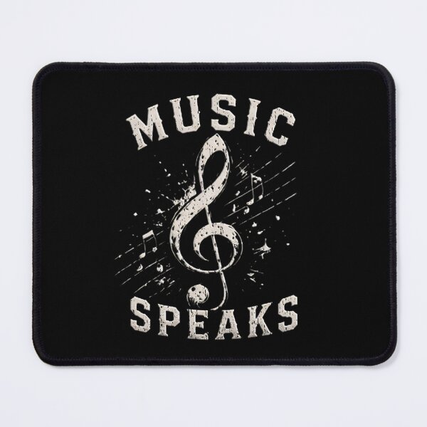 Item preview, Music Speaks Treble Clef Art - Vintage Distressed Musical Notes - Retro Audiophile and Musician Music collector and Fans T-Shirt designed and sold by Jt41.