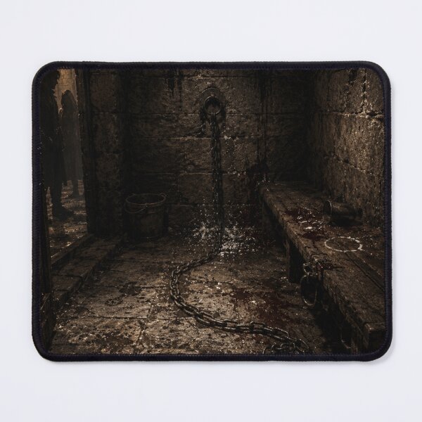 Item preview, Gothic Prison Cell Print | Dark Fantasy Horror Dungeon with Broken Chains and Bloodstained Stone designed and sold by Element Horizon Studio.