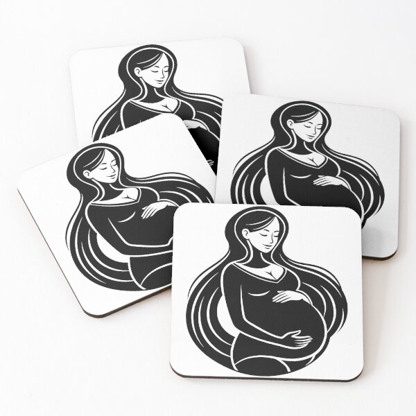Item preview, A pregnant woman with long hair and a serene expression on transparent background designed and sold by Creative88Art.