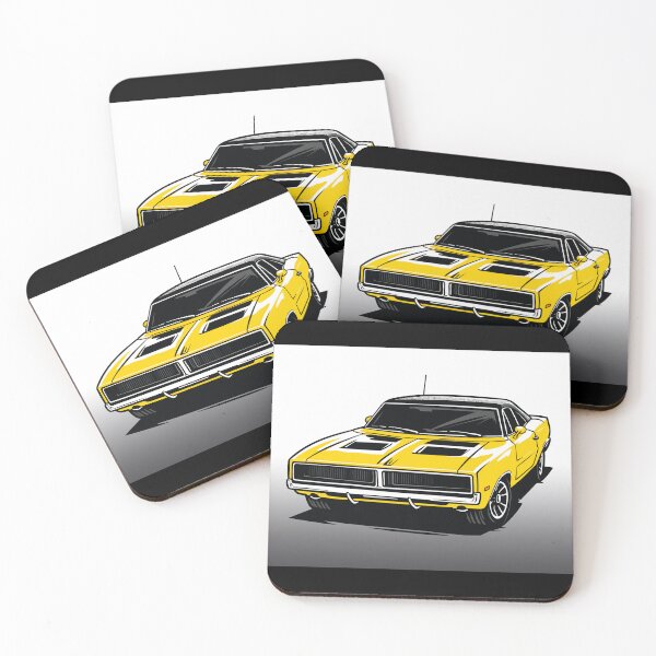 Item preview, Yellow Classic Muscle Car Front View Art designed and sold by RamyGallery.