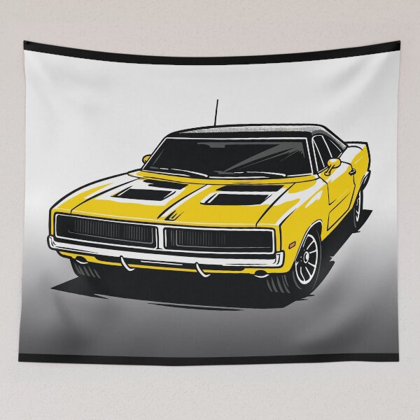 Item preview, Yellow Classic Muscle Car Front View Art designed and sold by RamyGallery.