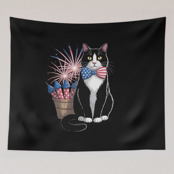 Item preview, 4th of July Cat and Fireworks designed and sold by TyraYoung.