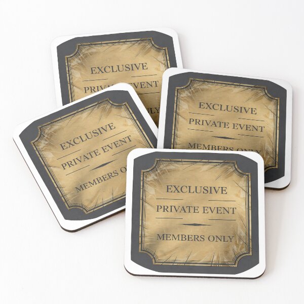 Item preview, A gold and black sign that reads Exclusive Private Event Members Only on transparent background designed and sold by Creative88Art.
