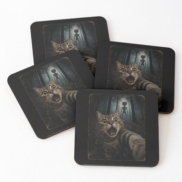 Item preview, Cat Selfie with Alien UFO designed and sold by zoes-ink.