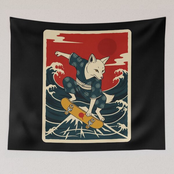 Item preview, White Fox Skateboard Japanese Wave Poster designed and sold by JordynLadukeg65.