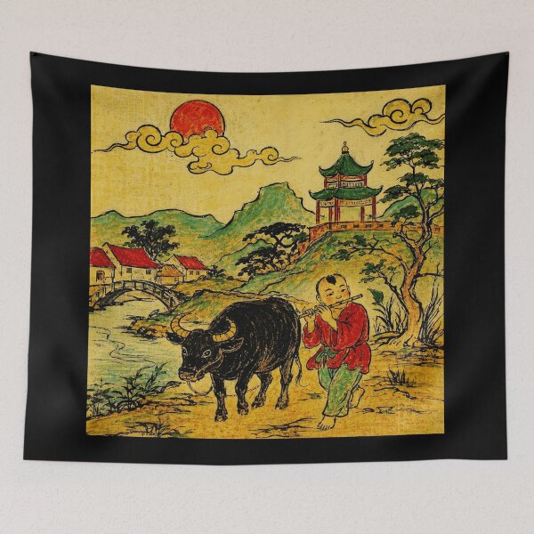 Item preview, Buffalo Boy Playing Flute Vintage Asian designed and sold by eliramaison.